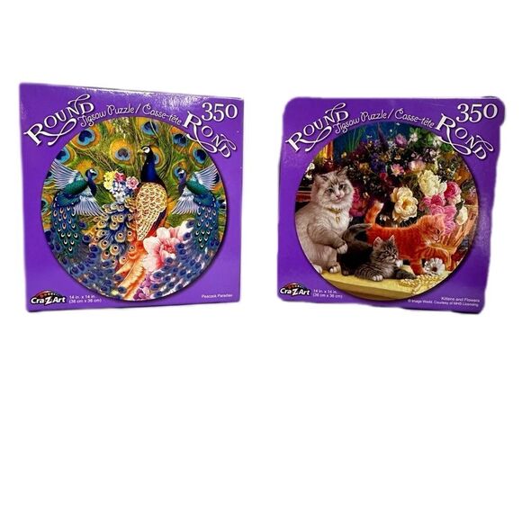 Craz Art 350 Piece Space Saver Jigsaw Puzzles Cats & Peacocks - Picture 1 of 13